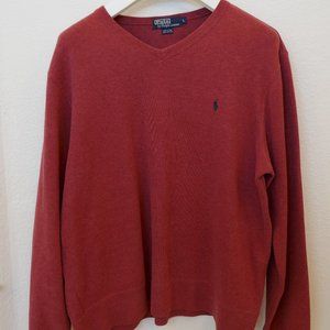 Salmon/Red Polo Ralph Lauren V-Neck Sweater - Mens Large